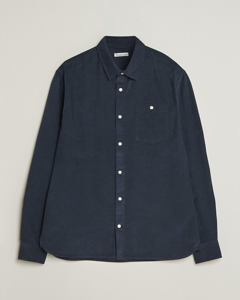 KnowledgeCotton Apparel Regular Fit Cord Shirt Night Sky – Blå