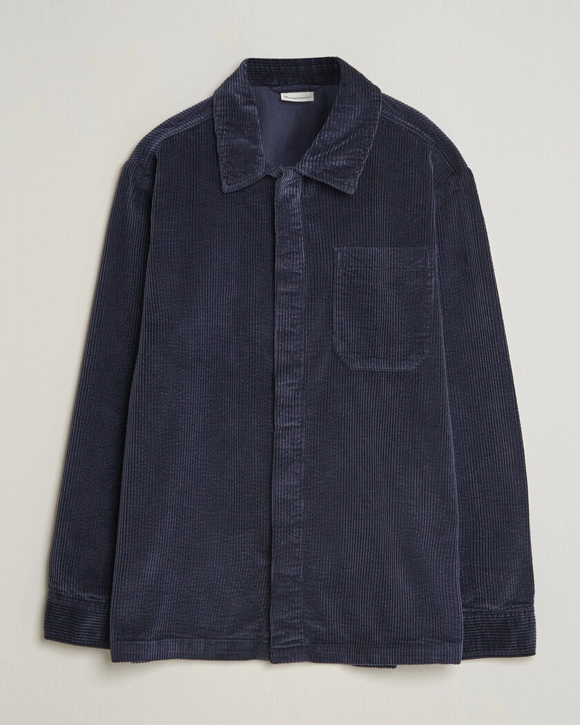 KnowledgeCotton Apparel Cotton Corduroy Overshirt Night Sky – Blå