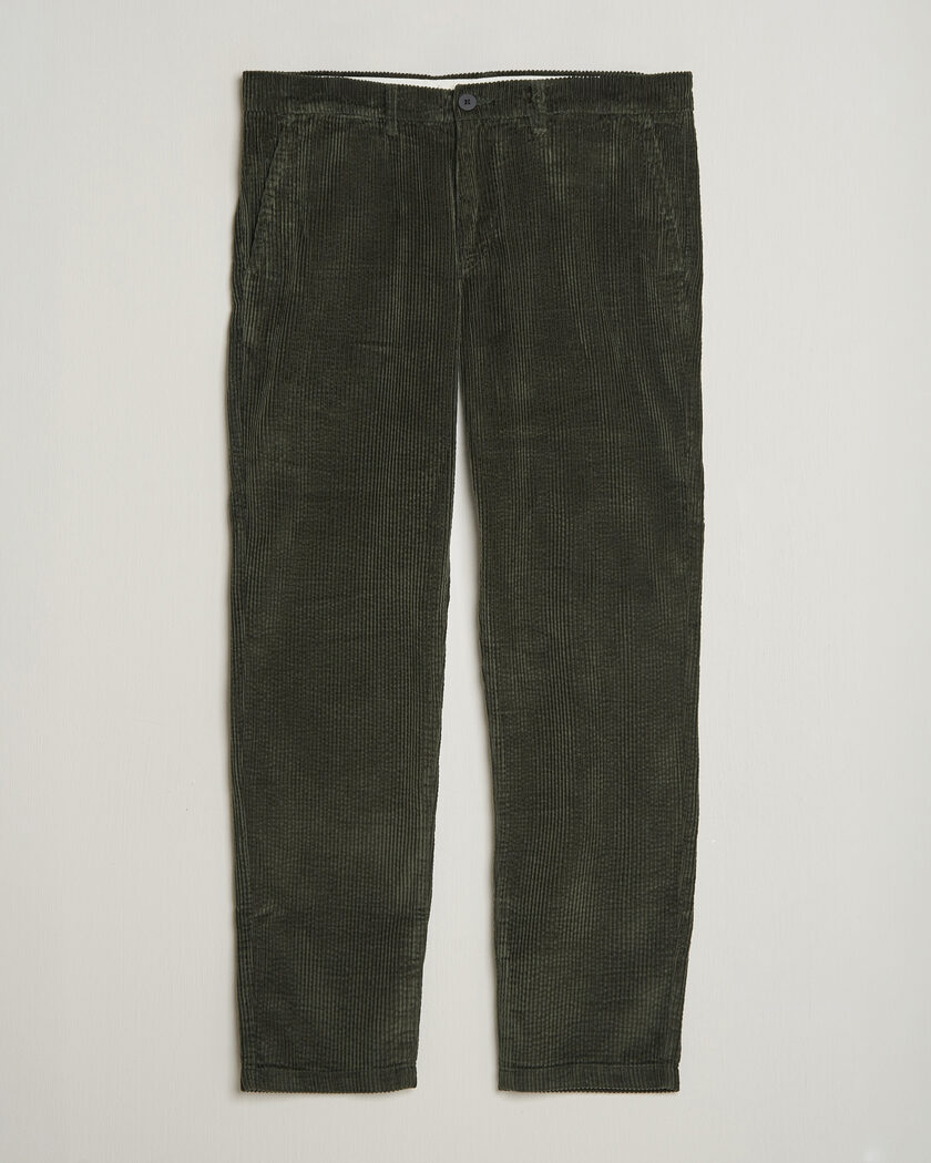 KnowledgeCotton Apparel Chuck Regular Cord Trousers Forest Night – Grøn
