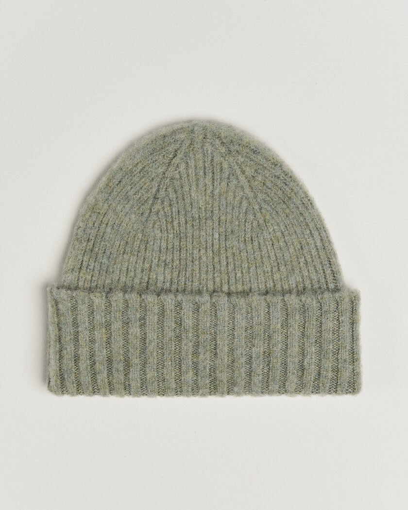 Robert Mackie Rona Ribbed Shaggy Lambswool Beanie Light Green – Grøn