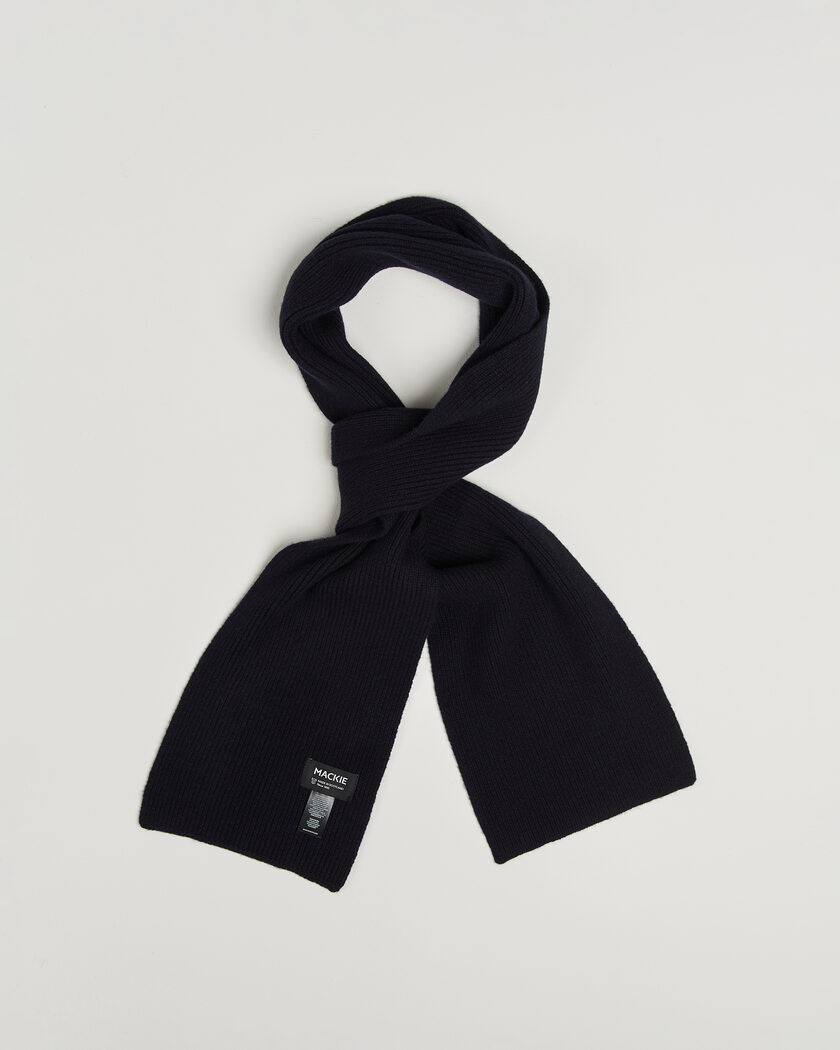 Robert Mackie Clyde Lambswool Scarf Navy – Blå