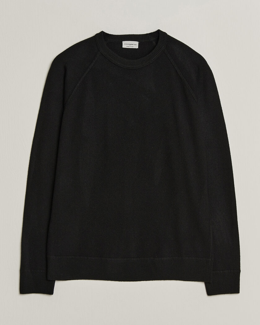 Morgano Wool/Cashmere Raglan Crew Black – Sort