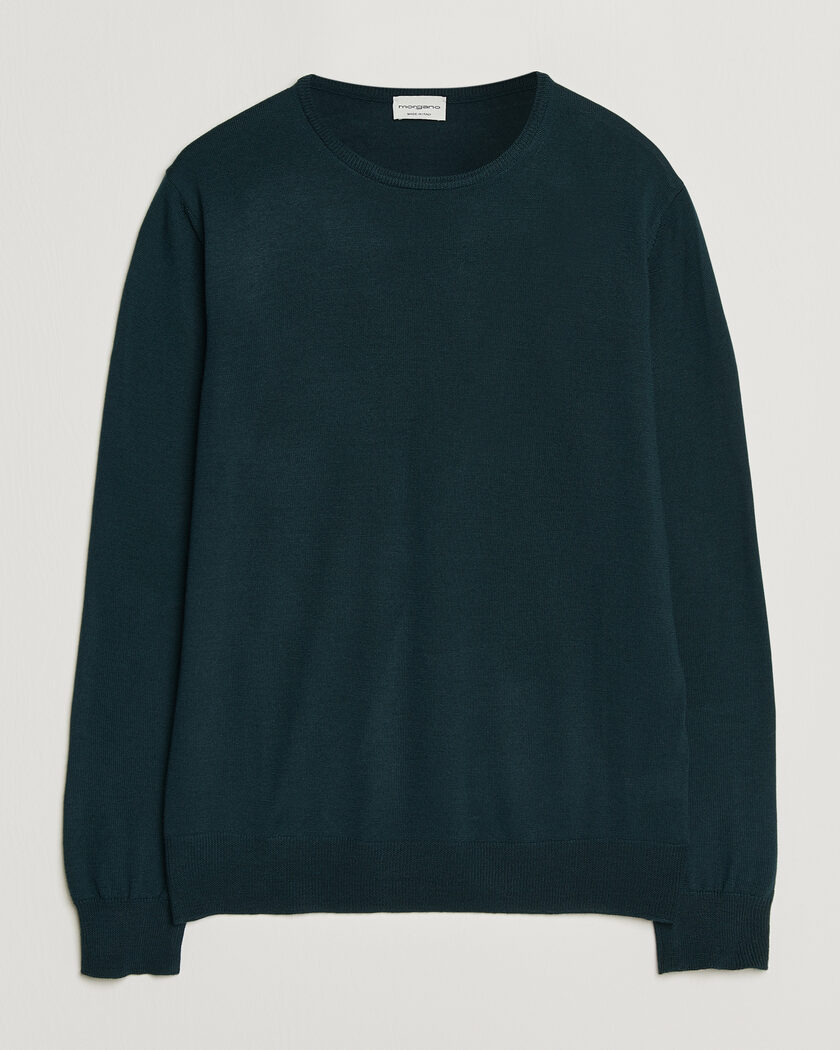 Morgano Extra Fine Merino Wool Crewneck Bottle Green – Grøn