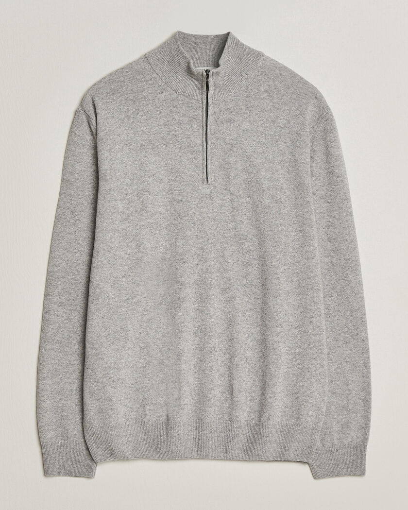 Morgano Wool/Cashmere Half-Zip Mid Grey – Grå