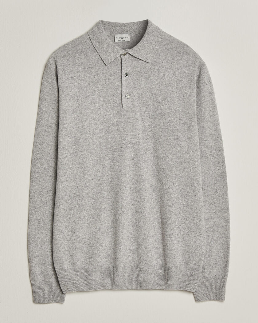 Morgano Wool/Cashmere Polo Mid Grey – Grå