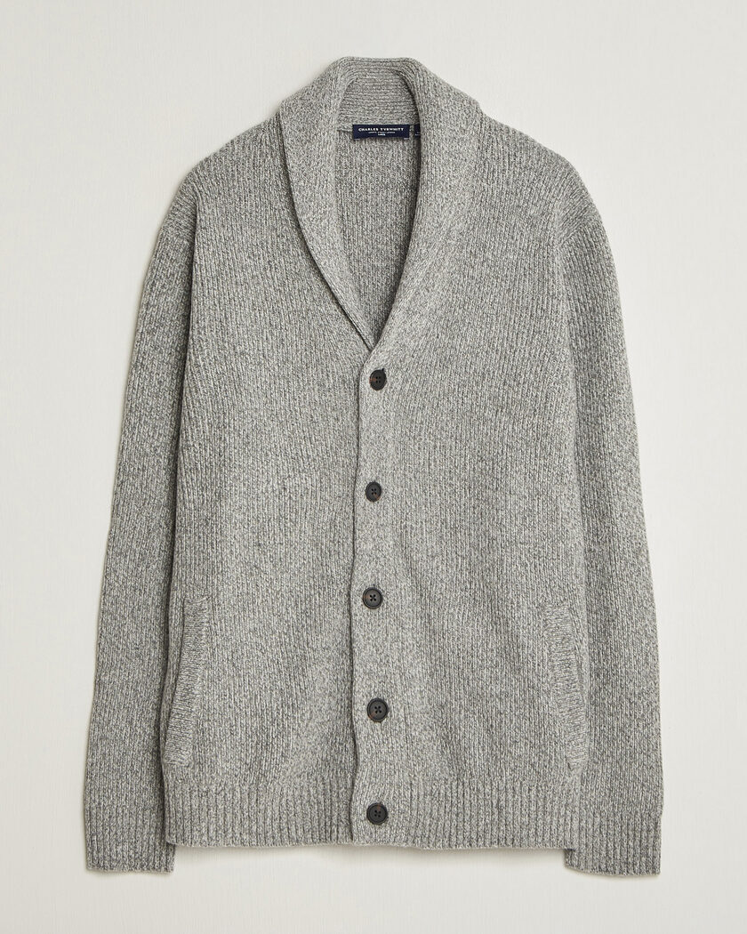 Charles Tyrwhitt Chunky Merino Shawl Neck Cardigan Grey – Grå