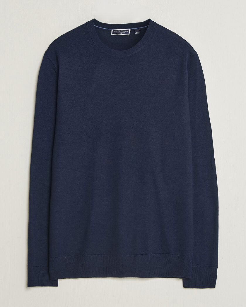 Charles Tyrwhitt Pure Merino Crew Neck Jumper Navy – Blå