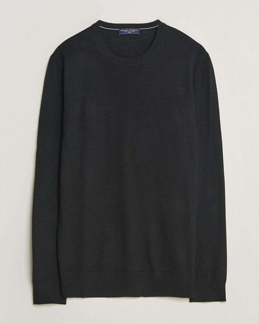 Charles Tyrwhitt Pure Merino Crew Neck Jumper Black – Sort