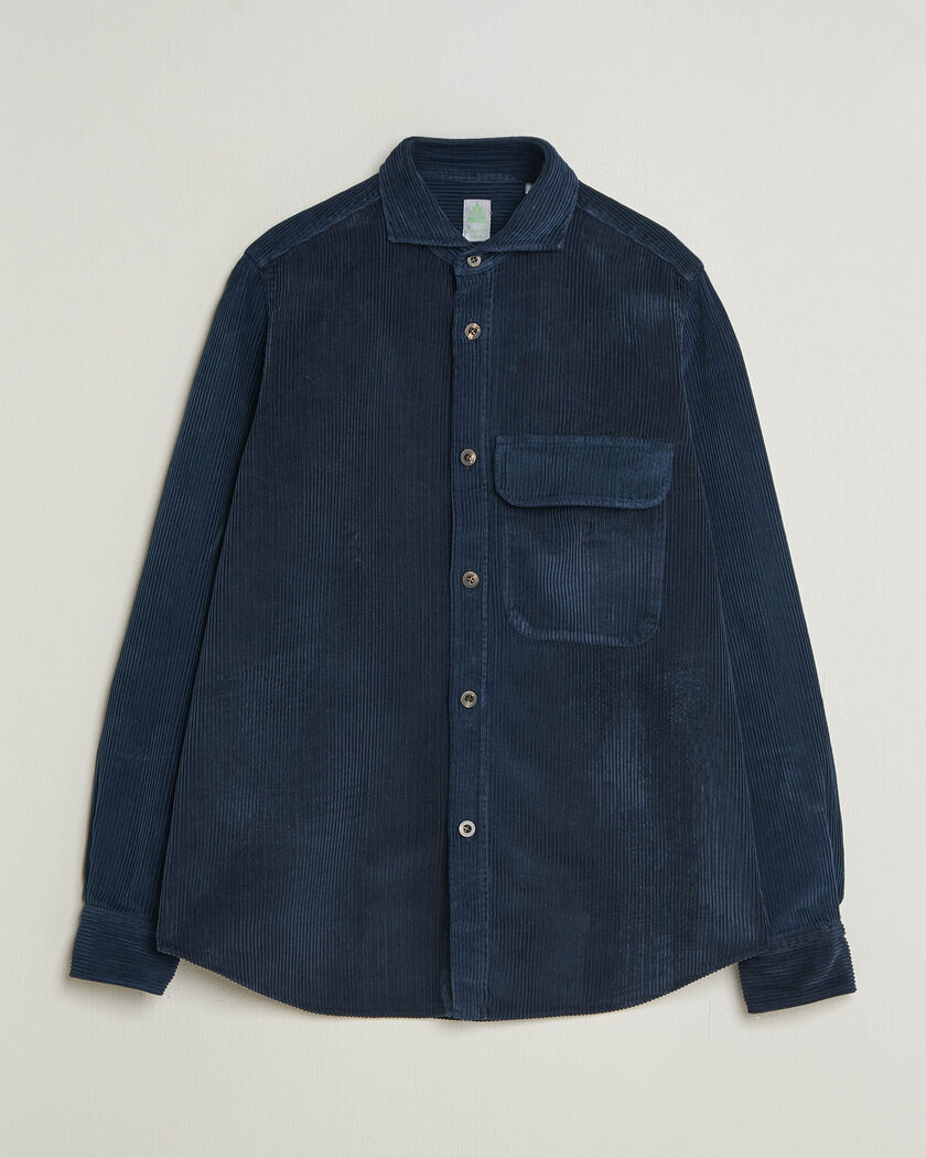 Finamore Napoli Garment Dyed Corduroy Overshirt Navy – Blå