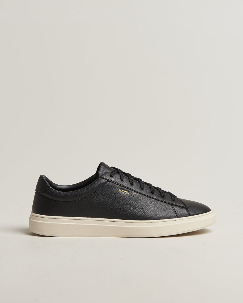 BOSS BLACK Kieran Grained Leather Sneaker Black – Sort
