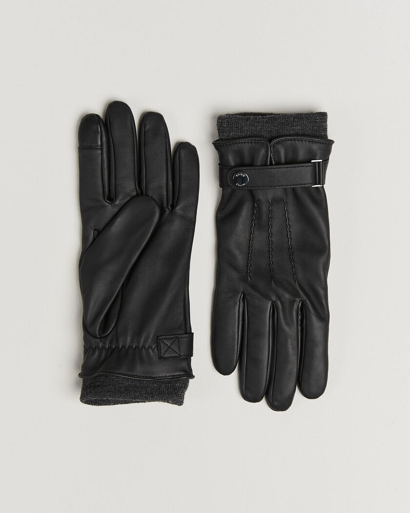 BOSS BLACK Hyden Leather Glove Black – Sort