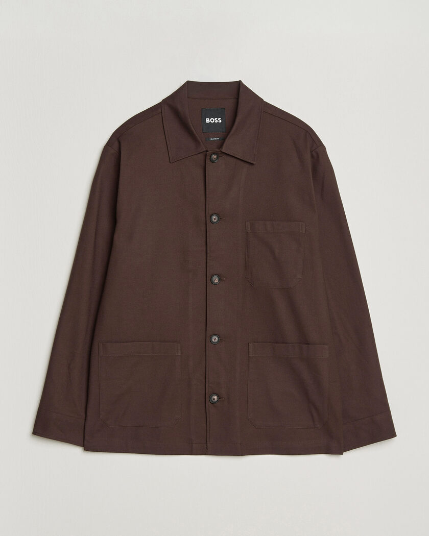 BOSS BLACK Cai Cotton Overshirt Dark Brown – Brun