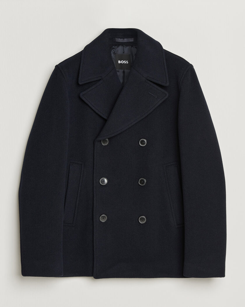 BOSS BLACK Hyde Wool Peacoat Dark Blue – Blå