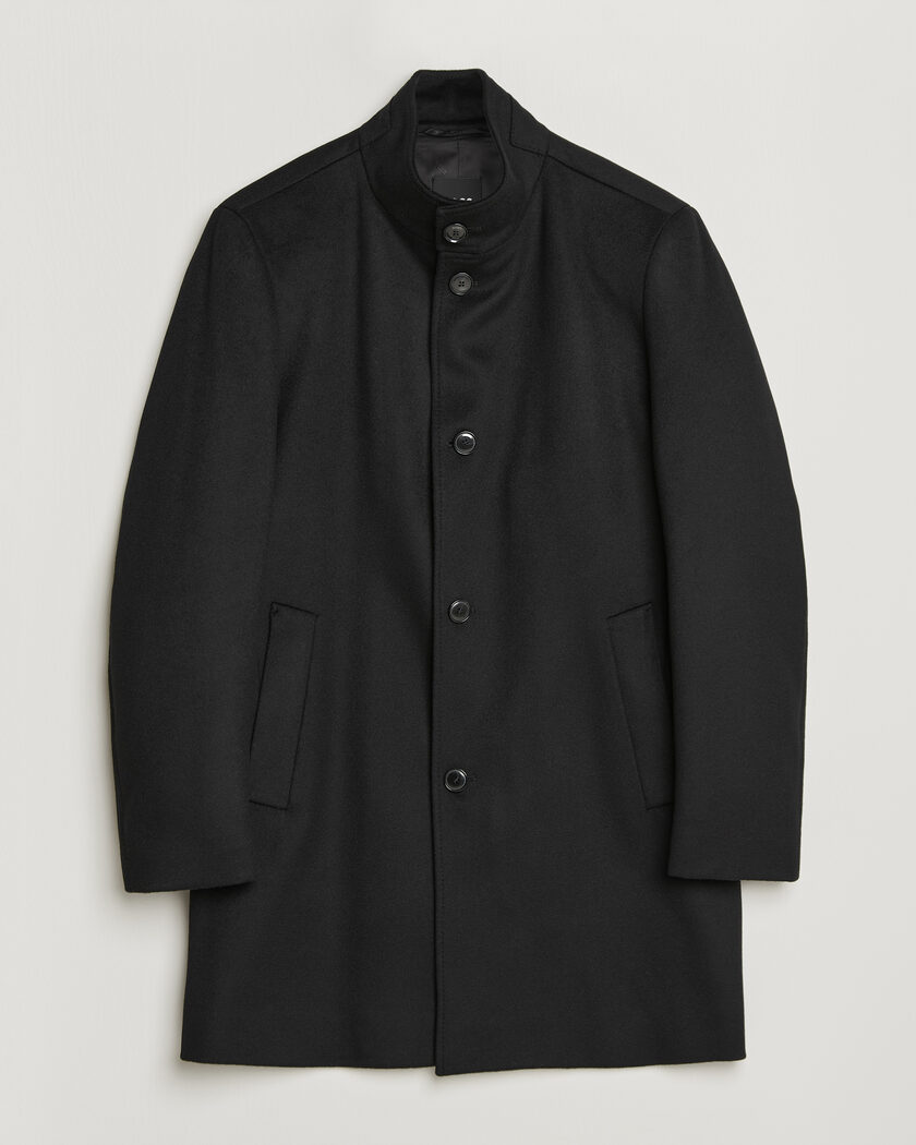 BOSS BLACK Hyde Wool Stand Up Collar Coat Black – Sort