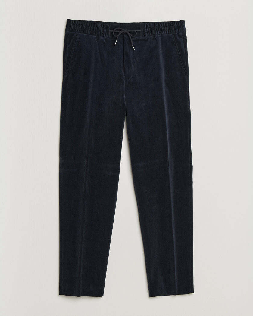 BOSS BLACK Perin Corduroy Drawstring Trousers Dark Blue – Blå