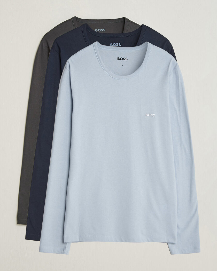 BOSS BLACK 3-Pack Long Sleeve T-Shirt Blue/Navy/Grey – Flerfarvet