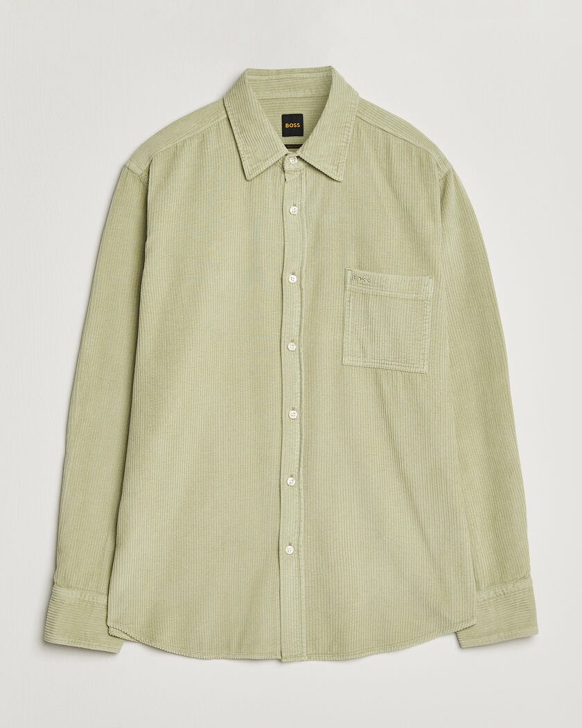 BOSS ORANGE Relegant Corduroy Shirt Open Green – Grøn