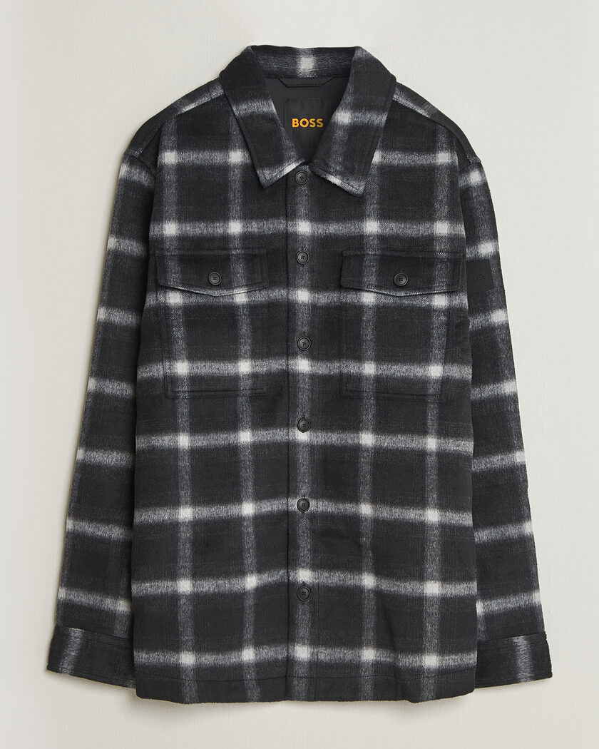 BOSS ORANGE Losky Flannel Checked Overshirt Black – Sort