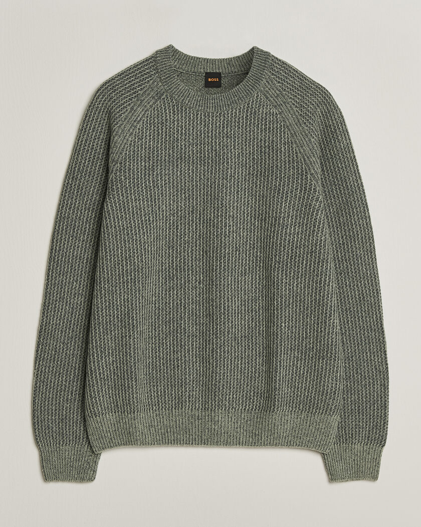 BOSS ORANGE Kepler Wool Knitted Sweater Open Green – Grøn