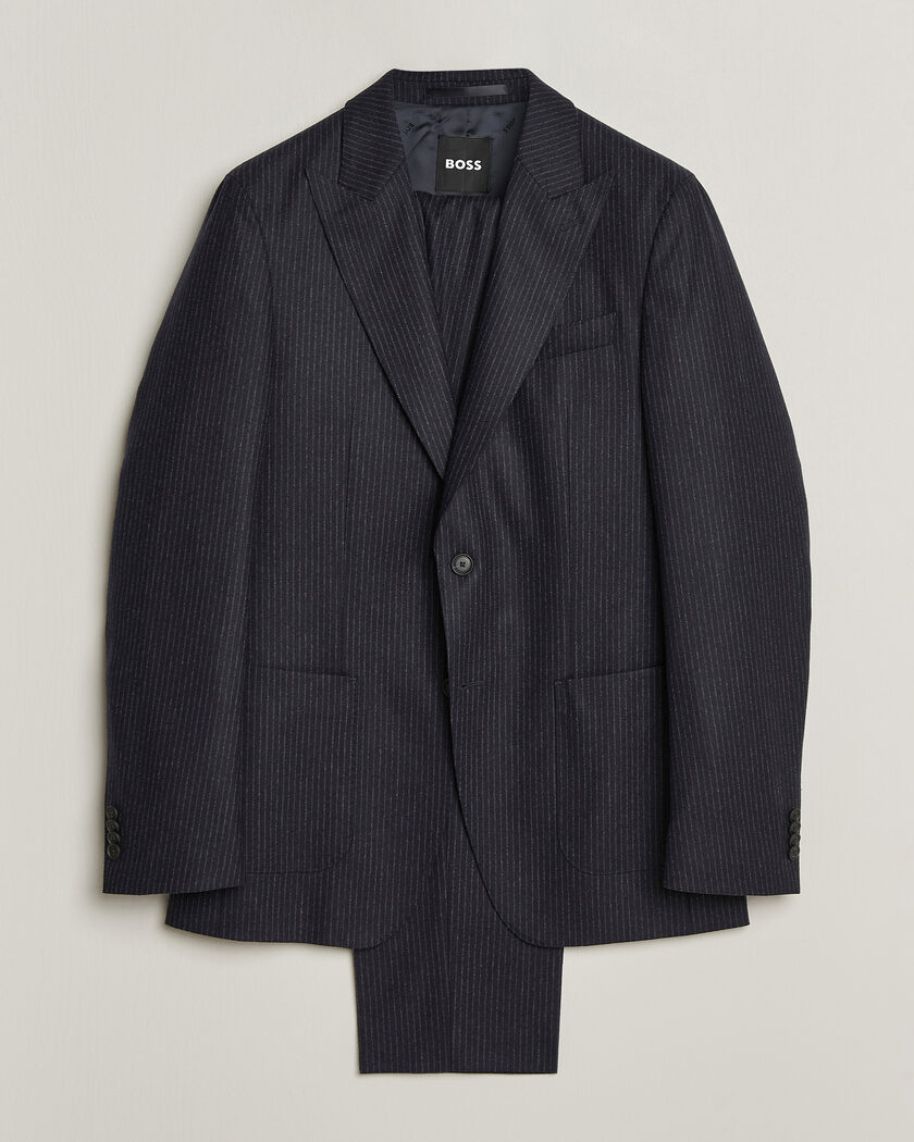 BOSS BLACK Huge Wool Pinstriped Suit Dark Blue – Flerfarvet