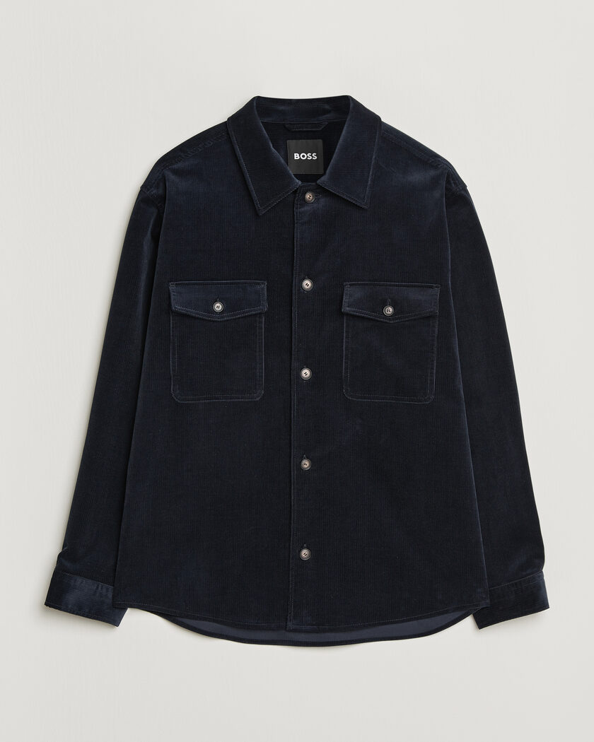 BOSS BLACK Carper Corduroy Overshirt Dark Blue – Blå
