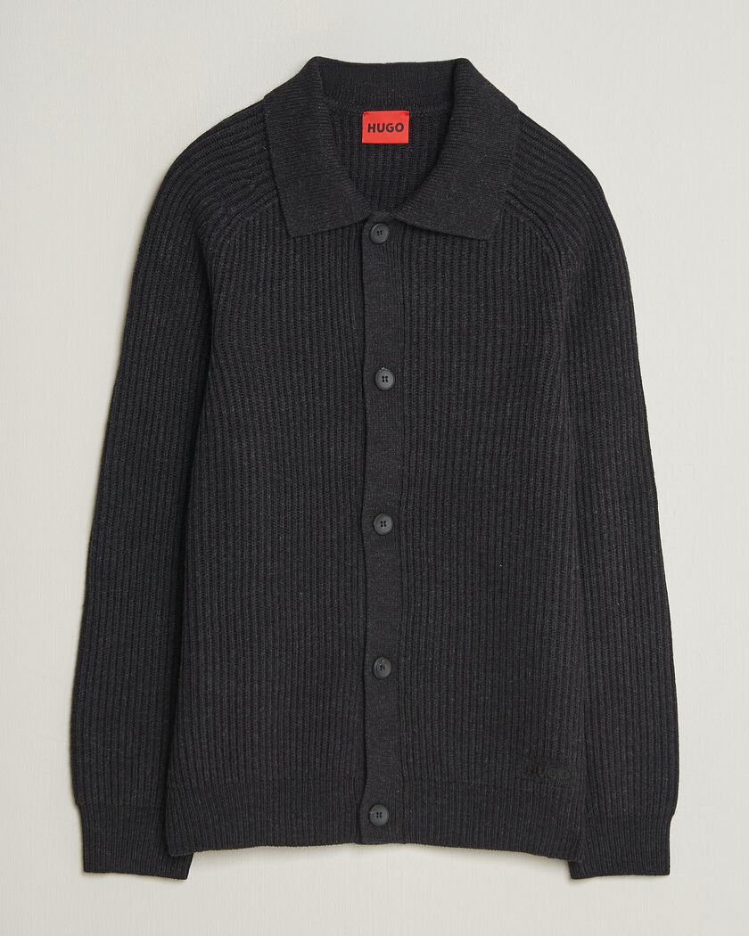 HUGO Sardeep Wool Knitted Cardigan Black – Sort