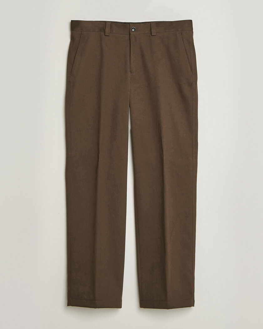 BOSS CAMEL Pave Brushed Cotton Pleated Trousers Open Green – Grøn
