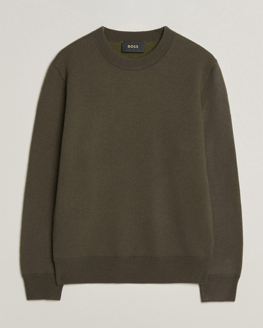 BOSS CAMEL Farrison Cashmere Knitted Sweater Open Green – Grøn