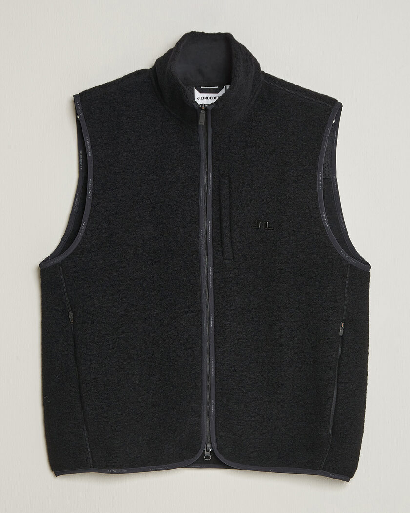 J.Lindeberg Duncan Wool Fleece Vest Black – Sort