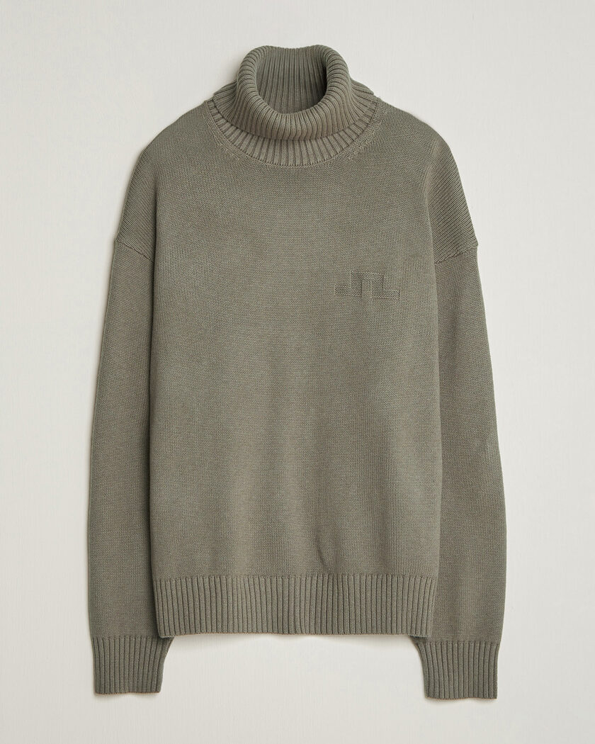 J.Lindeberg Eddy Wool/Cotton Knitted Turtleneck Brindle – Grøn