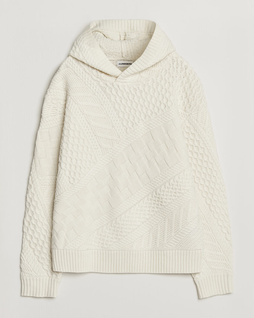 J.Lindeberg Savio Cable Knitted Hoodie Tofu – Hvid