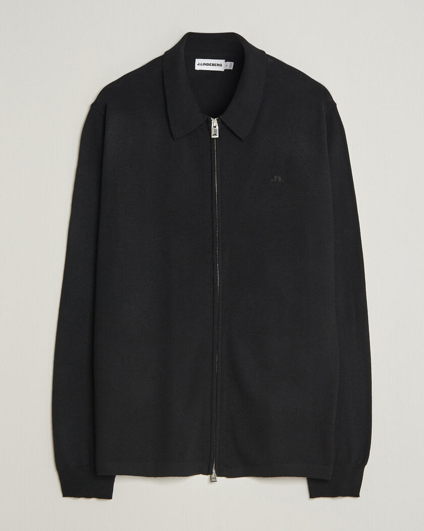 J.Lindeberg Kaleb Merino Full Zip Black – Sort