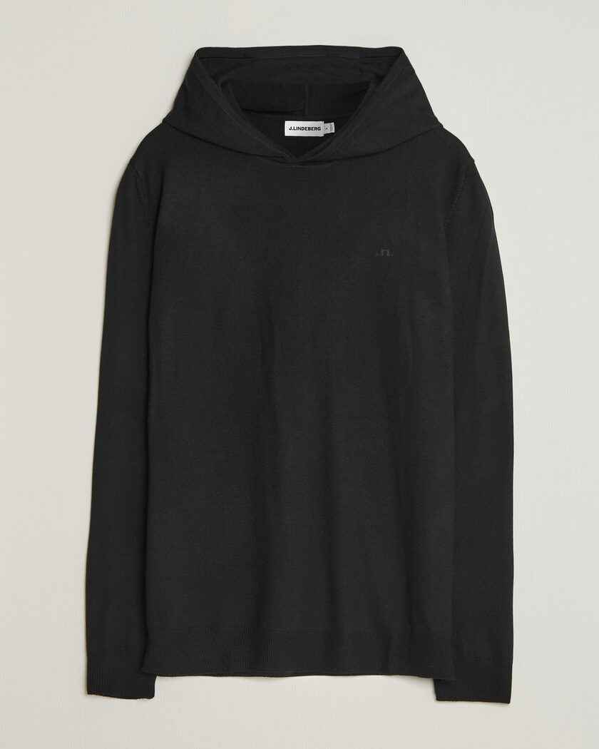 J.Lindeberg Karl Merino Hoodie Black – Sort