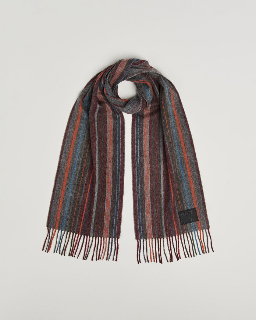 Paul Smith Lambswool Striped Scarf Red – Flerfarvet