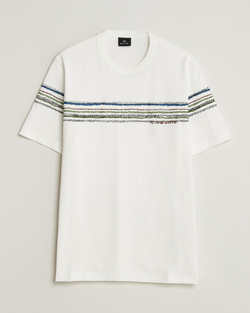  PS Paul Smith Stripes Crew Neck T-Shirt White – Hvid