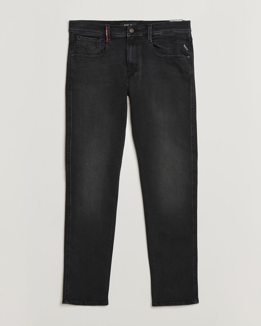 Replay Anbass Hyperflex Jeans Washed Black – Sort