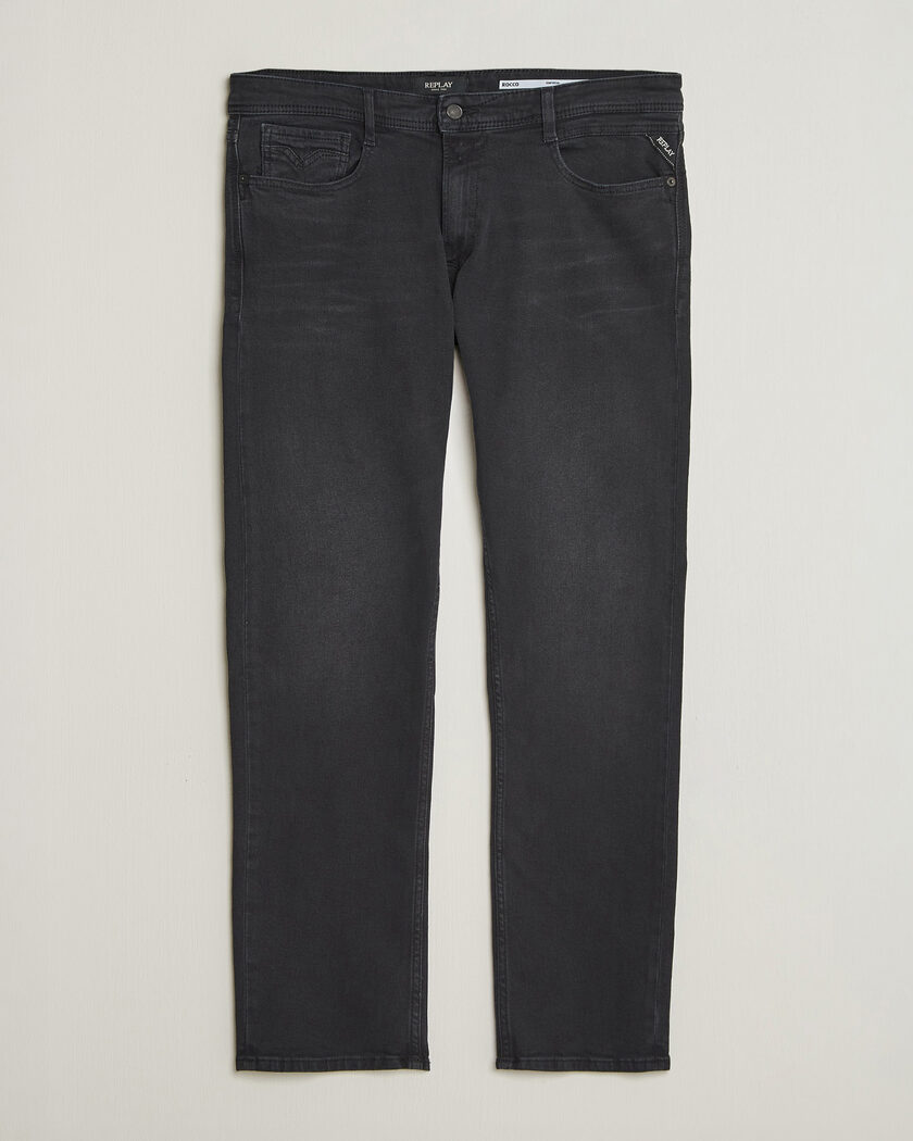Replay Rocco Comfort Fit Powerstretch Jeans Washed Black – Sort