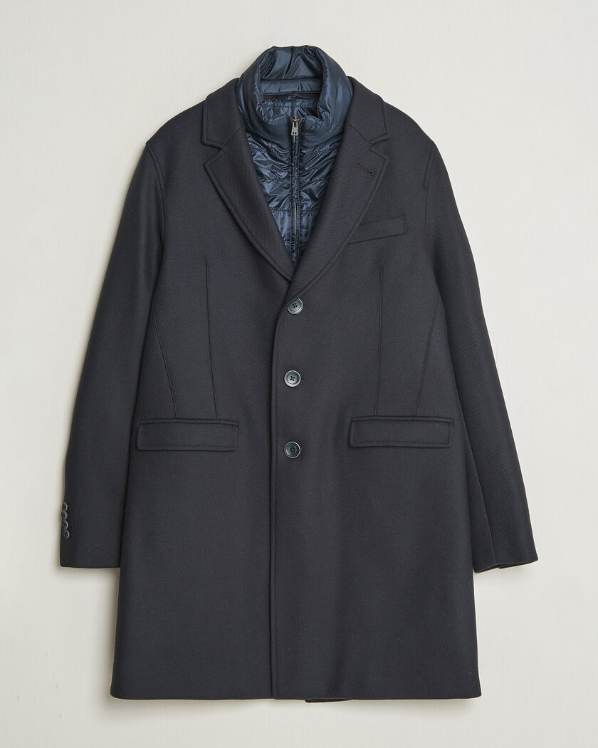 Herno Wool Zip Coat Navy – Blå