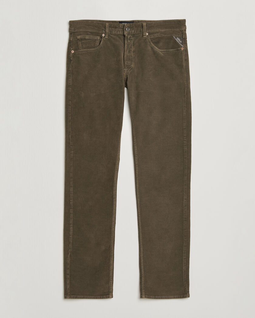 Replay Grover Corduroy 5-Pocket Pants Mud Green – Grøn