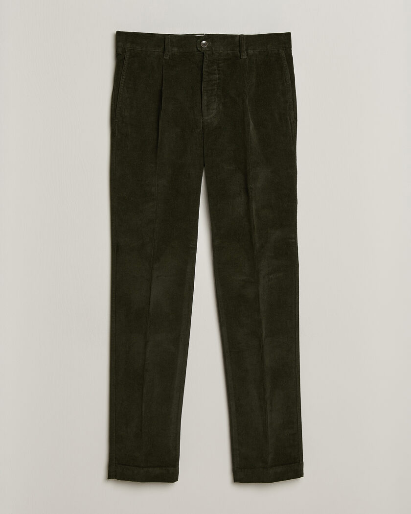 Incotex Regular Fit Washed Corduroy Slacks Forest Green – Grøn
