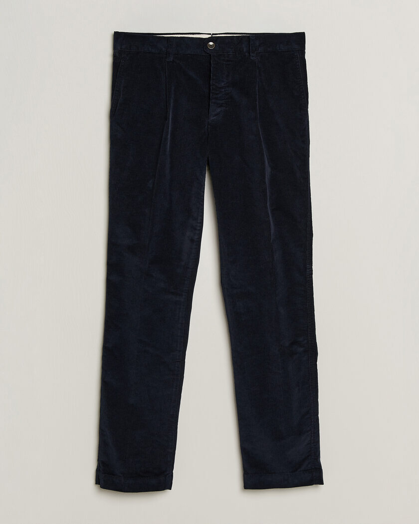 Incotex Regular Fit Washed Corduroy Slacks Navy – Blå