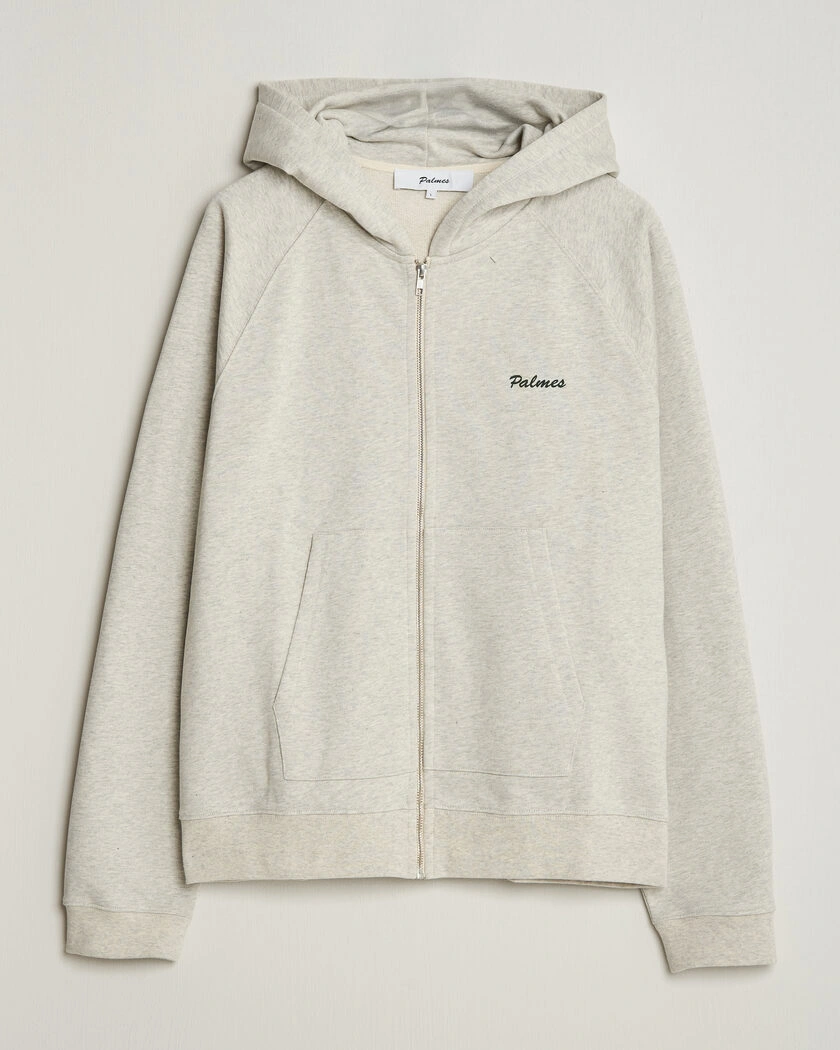 Palmes Logo Zip Hoodie Grey Melange – Grå