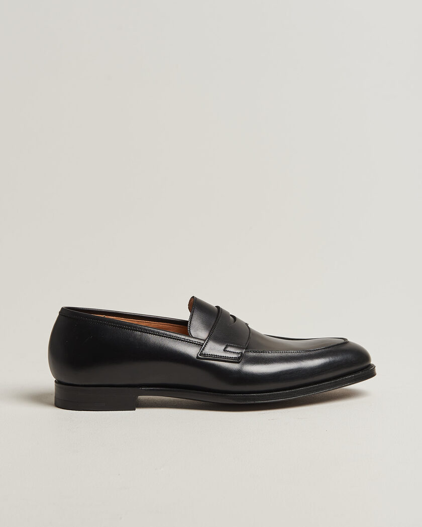 Crockett & Jones Crawford Handgrade Penny Loafer Black Calf – Sort