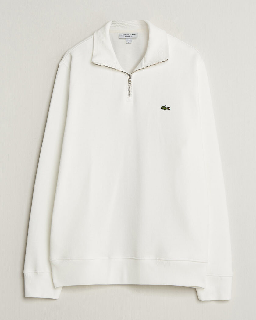 Lacoste Rib Interlock Half Zip Flour – Hvid