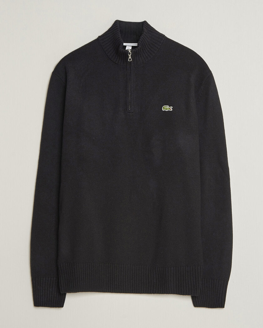 Lacoste Carded Wool Half Zip Black – Sort