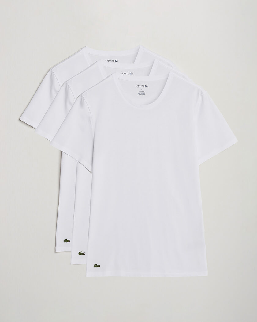 Lacoste 3-Pack Crew Neck T-Shirt White – Hvid