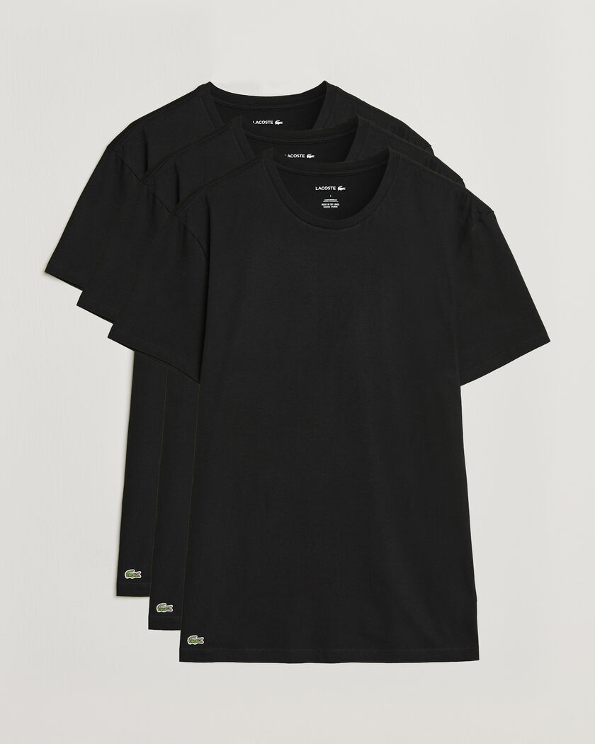 Lacoste 3-Pack Crew Neck T-Shirt Black – Sort