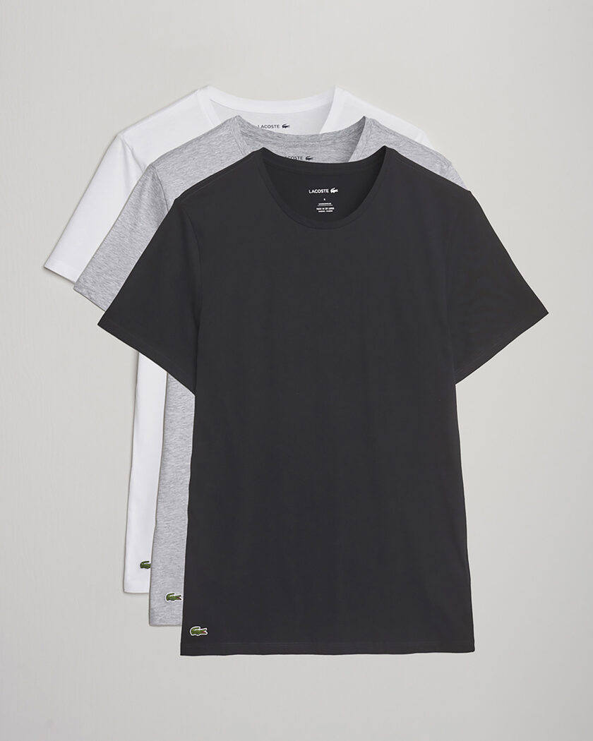 Lacoste 3-Pack Crew Neck T-Shirt White/Grey/Black – Flerfarvet
