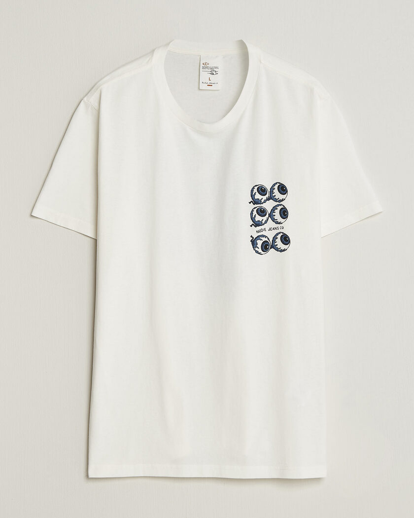 Nudie Jeans Roy Wall Crack T-Shirt Chalk White – Hvid