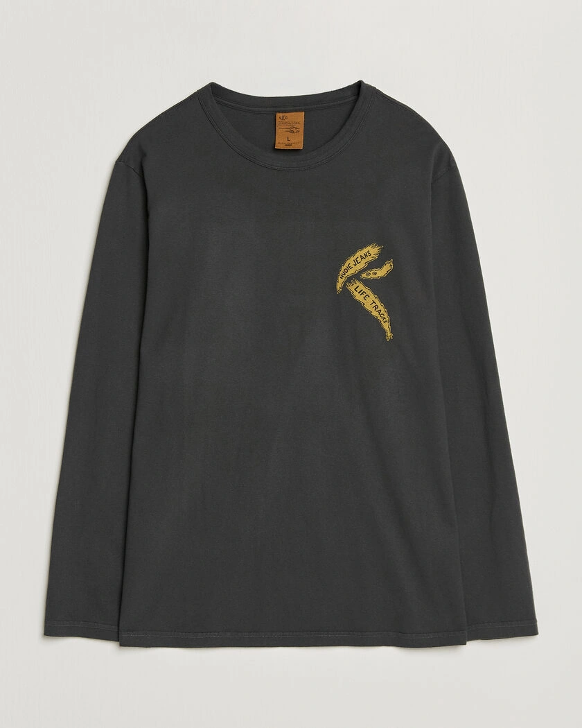 Nudie Jeans Rudi Life Tracks II Long Sleeved T-Shirt Antracite – Grå